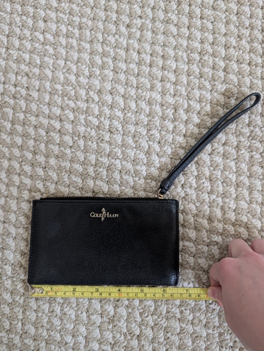 Cole Haan Black Leather Wristlet Clutch